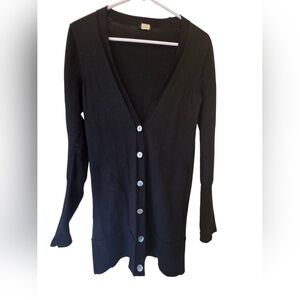 J. Crew Longsleeve Button Up Merino Wool Black Cardigan Sweater Size S EUC